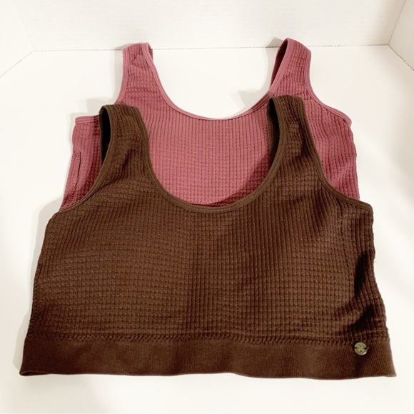 Lucky Brand Bundle of Waffle Nylon Bralette Pull Over Lightly Padded Sports Bras - Picture 3 of 13